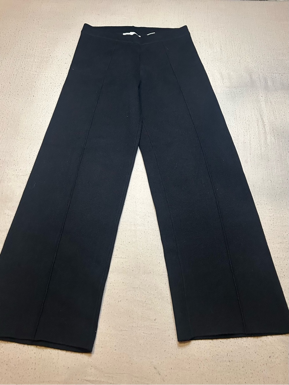 Zara Black Wide-Leg Seam-Front Pants